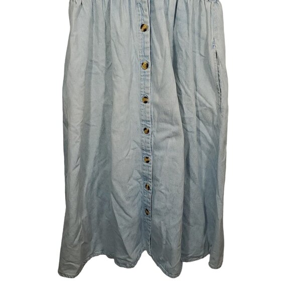 VTG Fads Button Shirt Dress Jeans Light-Wash Blue Maxi Cottage Prairie Modest - Picture 3 of 6